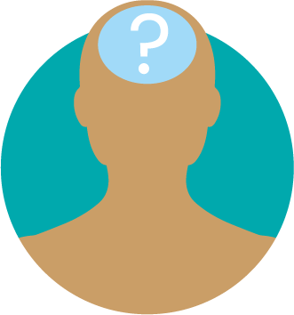 Man with question mark on head