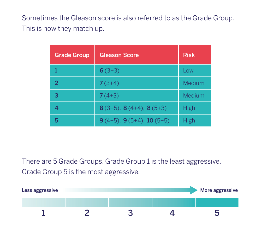 Gleason Score and Grade Group comparison table