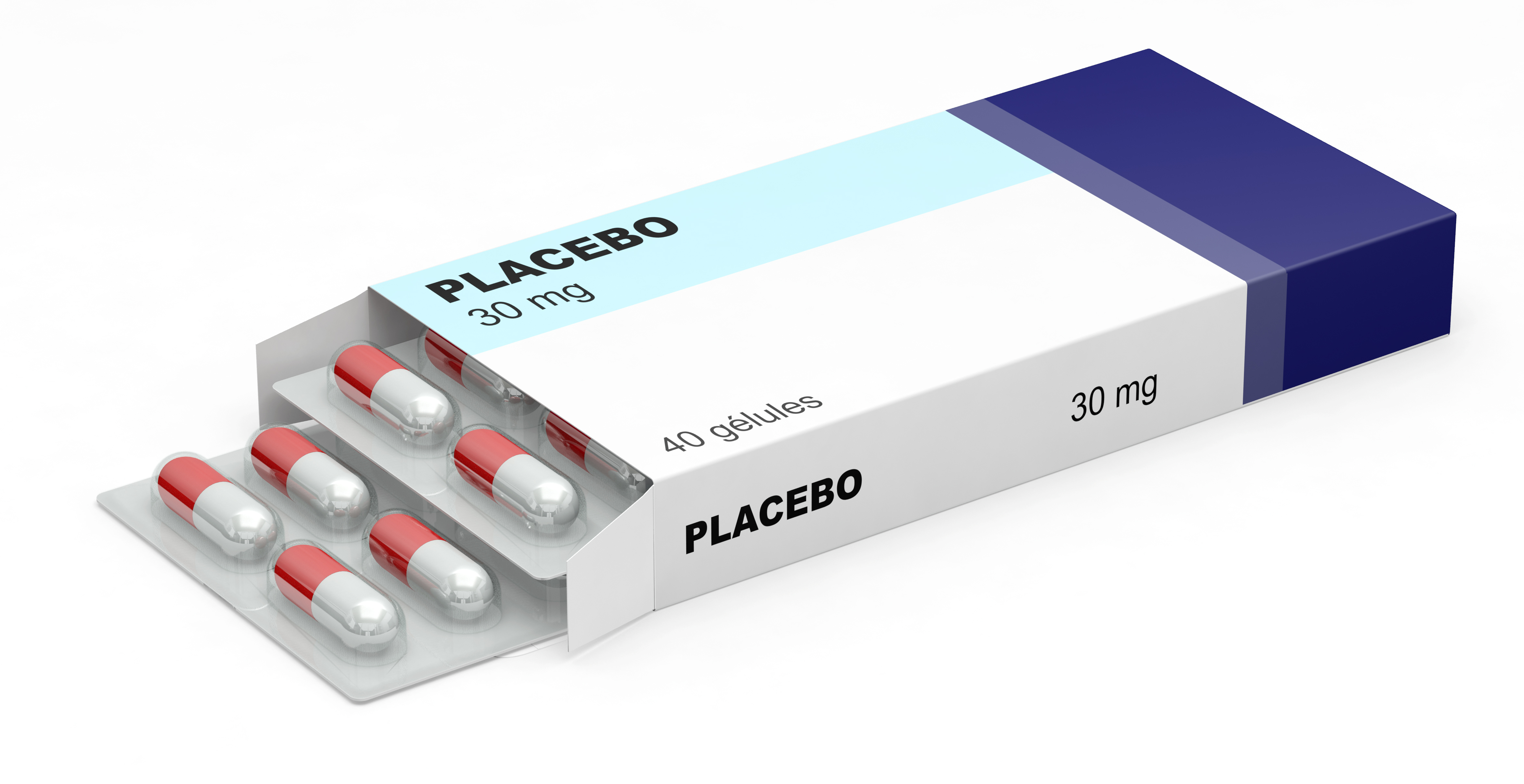 Box of capsules with placebo written on it